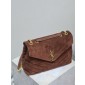 YSL Yves Saint Laurent Medium Chain Bag in Suede-Dark brown