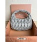 Miu Miu Wander matelassé nappa leather hobo bag-pearl grey