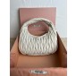 Miu Miu Wander matelassé nappa leather hobo bag-White