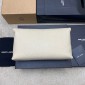 Saint Laurent Cassandre Large Envelope Pouch in Lambskin-Cream white