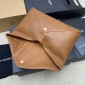 Saint Laurent Cassandre Large Envelope Pouch in Lambskin-Caramel
