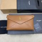 Saint Laurent Cassandre Large Envelope Pouch in Lambskin-Caramel