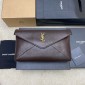 Saint Laurent Cassandre Large Envelope Pouch in Lambskin-Bordeaux