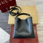 Gucci GG Emblem Mini Buckeket Bag -Black leather 