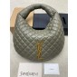 Saint Laurent Icare Medium Hobo in Quilted Nappa-Ash green