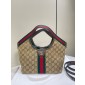 Gucci Giglio small tote bag-Beige and dark brown Canvas