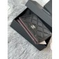 Chanel Black Pelle di agnello piccolo portafoglio piegato hardware argento