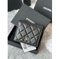 Chanel Black Pelle di agnello piccolo portafoglio piegato hardware argento