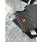 Chanel nero pelle granulata piccolo portafoglio piegato oro hardware