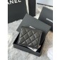Chanel nero pelle granulata piccolo portafoglio piegato oro hardware