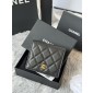 Chanel nero pelle granulata piccolo portafoglio piegato oro hardware