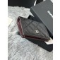 Chanel nero pelle granulata piccolo portafoglio piegato hardware argento