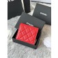 Chanel Rosso pelle granulata piccolo portafoglio piegato Oro hardware