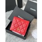 Chanel Rosso pelle granulata piccolo portafoglio piegato Oro hardware