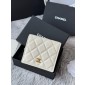 Chanel bianco pelle granulata piccolo portafoglio piegato oro hardware