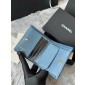 Chanel Blue pelle granulata piccolo portafoglio piegato hardware oro
