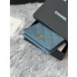 Chanel Blue pelle granulata piccolo portafoglio piegato hardware oro