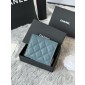 Chanel Blue pelle granulata piccolo portafoglio piegato hardware oro