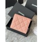 Chanel pelle rosa granulata piccolo portafoglio piegato hardware oro
