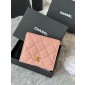 Chanel pelle rosa granulata piccolo portafoglio piegato hardware oro