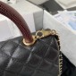 Chanel Small Coco Handle Bag-Black with burgund lizard handle