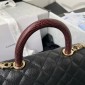 Chanel Small Coco Handle Bag-Black with burgund lizard handle