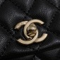 Chanel Small Coco Handle Bag-Black with burgund lizard handle
