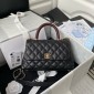 Chanel Small Coco Handle Bag-Black with burgund lizard handle