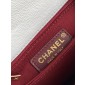 Chanel Small Coco Handle Bag-White with burgund lizard handle