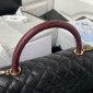 Chanel Medium Coco Handle Bag-Black with Burgundy Lizard handle