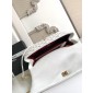 Chanel Medium Coco Handle Bag-White with Burgundy Lizard handle