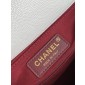 Chanel Medium Coco Handle Bag-White with Burgundy Lizard handle