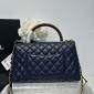 Chanel Medium Coco Handle Bag-Navy blue with Burgundy Lizard handle