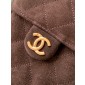 Chanel 25 Small handbag in Suede Calfskin-Dark brown