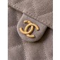 Chanel 25 Small handbag in Suede Calfskin-Light grey