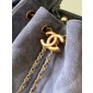 Chanel 25 Small handbag in Suede Calfskin-Blue