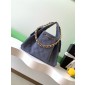 Chanel 25 Small handbag in Suede Calfskin-Blue