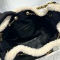 Chanel 25 Small handbag in Shearling Sheepskin-Black/white