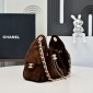 Chanel 25 Mini Bag in Suede Calfskin-Dark Brown