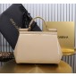 Authentic quality- Dolce Gabbana LargeSicily Handbag in polished calfskin-Beige 