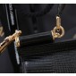 Authentic quality- Dolce Gabbana Large Sicily Handbag in black iguana-print calfskin 