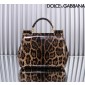 Authentic quality- Dolce Gabbana Large Sicily Handbag in leopard-print polished calfskin 