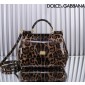 Authentic quality- Dolce Gabbana Large Sicily Handbag in leopard-print polished calfskin 
