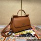 Authentic quality- Dolce Gabbana Large Sicily Handbag in in Dauphine leather-Brown