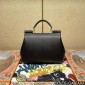 Authentic quality- Dolce Gabbana Large Sicily Handbag in in Dauphine leather -Black