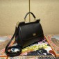 Authentic quality- Dolce Gabbana Large Sicily Handbag in in Dauphine leather -Black