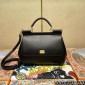 Authentic quality- Dolce Gabbana Large Sicily Handbag in in Dauphine leather -Black