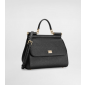 Authentic quality- Dolce Gabbana Large Sicily Handbag in in Dauphine leather -Black