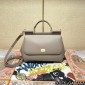 Authentic quality- Dolce Gabbana Large Sicily Handbag in in Dauphine leather -Grey
