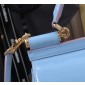 Authentic quality-Dolce Gabbana Medium Sicily Handbag in Polished calfskin-light blue